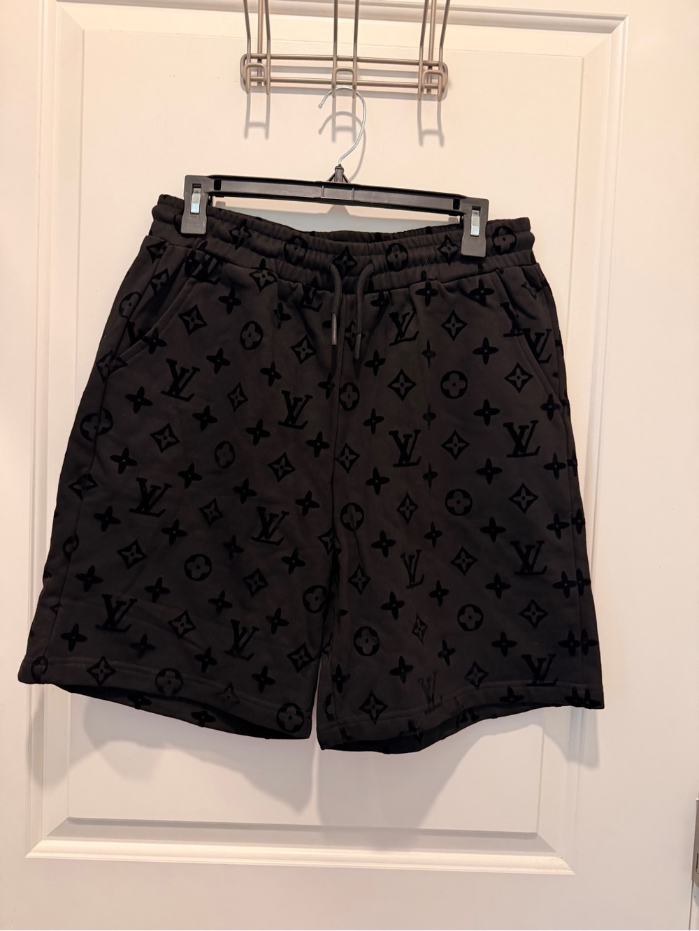 Louis Vuitton Monogram
Velvet Flock Sweatshorts in
Black Size L